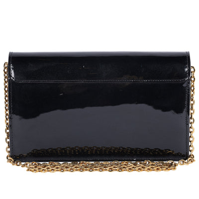 Patent Calfskin Leather Monogram Cherrywood Chain Wallet Black