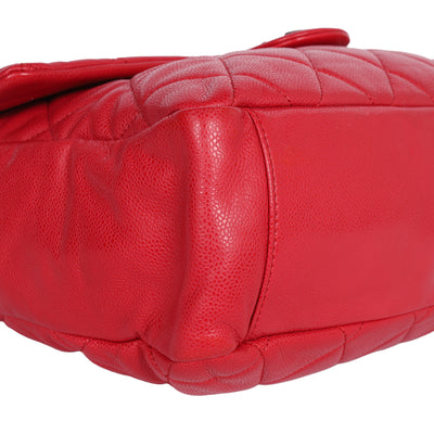 Quilted Caviar Leather XL Classic Flap Messenger Bag Red