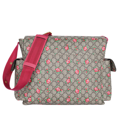Strawberry Print GG Canvas Diaper Bag Beige Multicolor