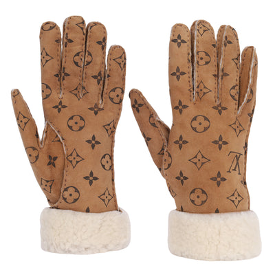 Monogram Shearling Mouton Gloves 7.5