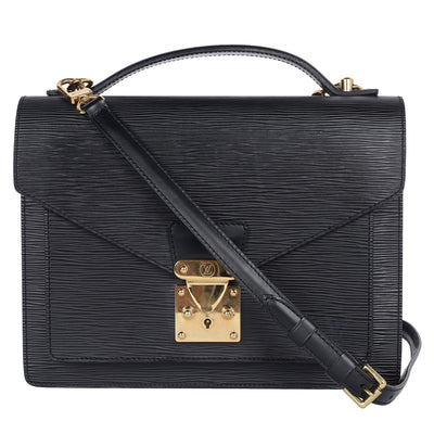 Black Epi Leather Monceau Crossbody Bag