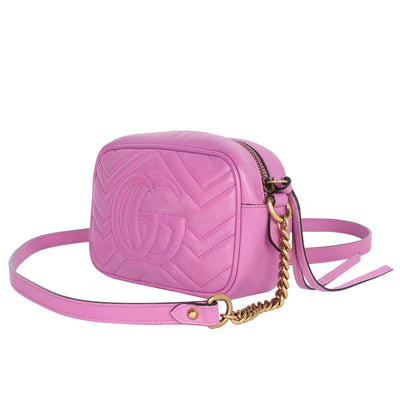 Calfskin Matelasse Small Marmont Chain Shoulder Bag Pink