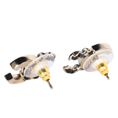 Leather Interlocking CC Stud Earrings