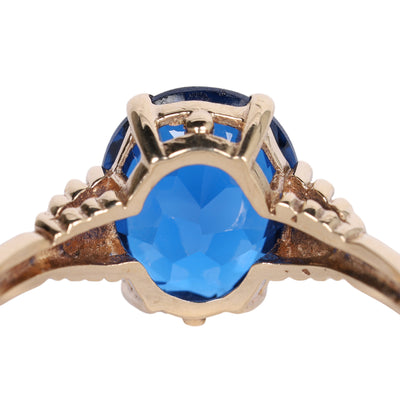 Yellow Gold Blue Spinel Solitaire Ring