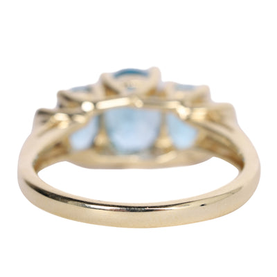 Blue TOPAZ 3 stone past present future ring 10k
