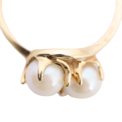 Double Pearl Ring 10KT Size 6.5