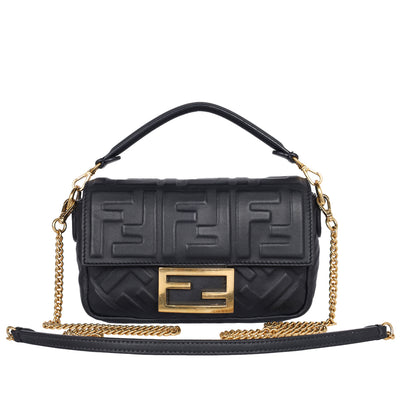 FF Embossed 1974 Mini Baguette Shoulder Bag