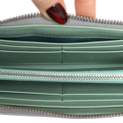 Saffiano Triangle Half Zip Wallet