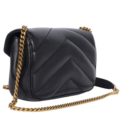 Lambskin Chevron Quilted Mini Loulou Black