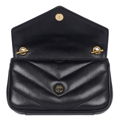 Lambskin Chevron Quilted Mini Loulou Black