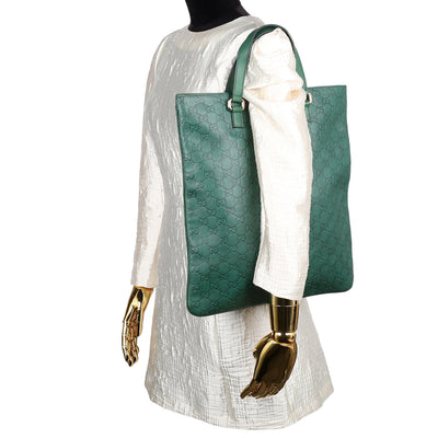 Green Guccissima Leather Slim Tote Bag