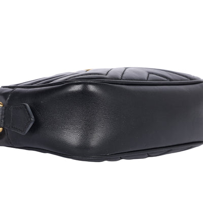 Calfskin Matelasse Mini GG Marmont Chain Shoulder Bag Black