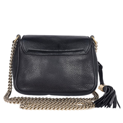 Pebbled Calfskin Small Soho Flap Crossbody Black