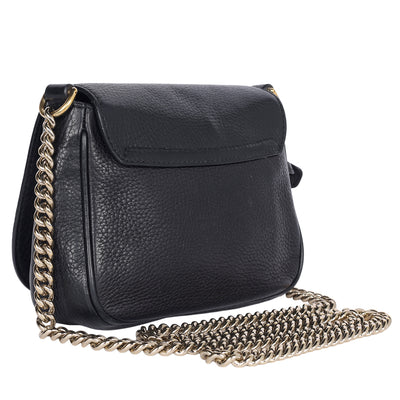 Pebbled Calfskin Small Soho Flap Crossbody Black