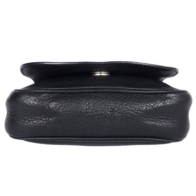 Pebbled Calfskin Small Soho Flap Crossbody Black