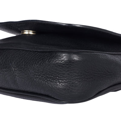 Pebbled Calfskin Small Soho Flap Crossbody Black