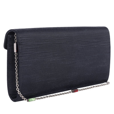Dionysus Horseshoe Crystal Satin Ribbed Clutch Shoulder Bag Black