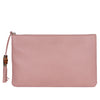 Pebbled Calfskin Leather Large Bamboo Clutch Cosmetic Case Pink