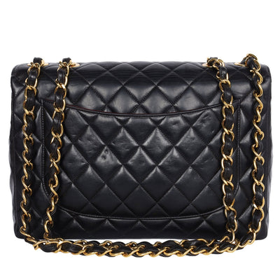 Quilted Jumbo Classic Flap Bag Black