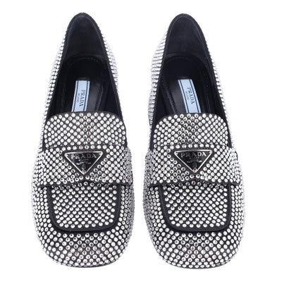 Crystal-embellished logo-plaque Loafers Size 35.5 NEW
