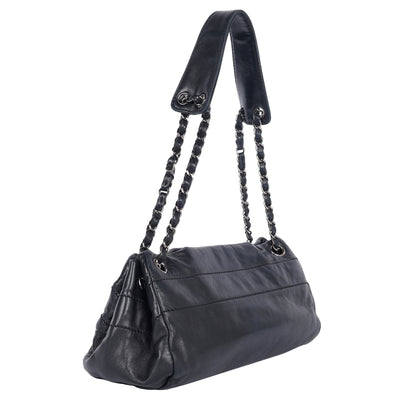 Lambskin Lax Accordion Hobo Black