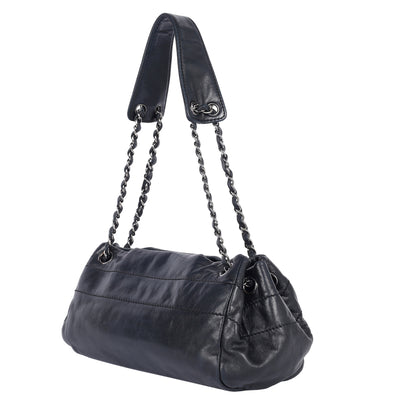 Lambskin Lax Accordion Hobo Black