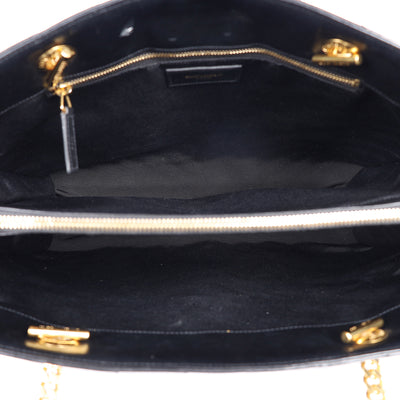 Lambskin Matelasse Chevron Monogram Shopping Bag Black