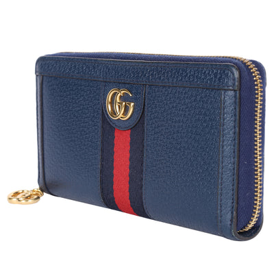 Calfskin Web Ophidia Zip Around Wallet