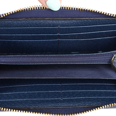 Calfskin Web Ophidia Zip Around Wallet