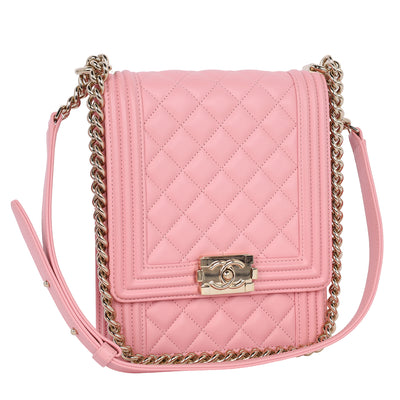 North South Boy Flap Bag Quilted Calfskin Medium