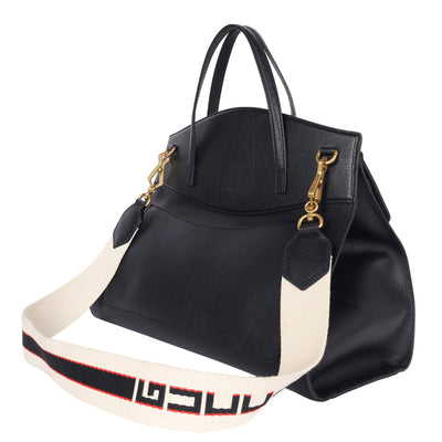 Black Leather Butterfly Linea Totem Handbag