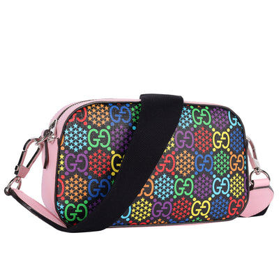 GG Supreme Monogram Psychedelic Shoulder Bag Black Multicolor Sugar Pink