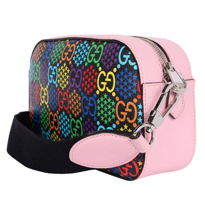GG Supreme Monogram Psychedelic Shoulder Bag Black Multicolor Sugar Pink