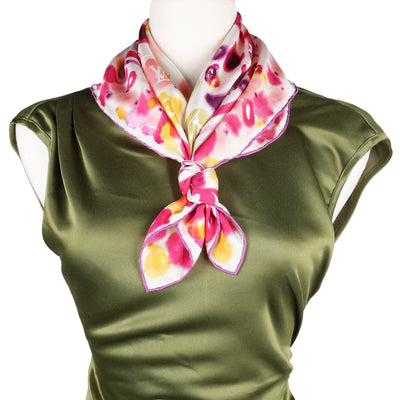 Silk Monogram Watercolor Square Scarf Multicolor