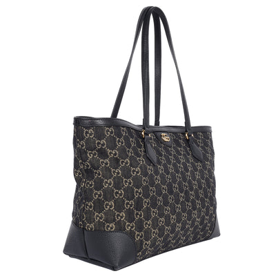GG Jacquard Denim Ophidia Shopping Tote