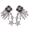 Logo Silver Rhinestone Star Pierced Earrings