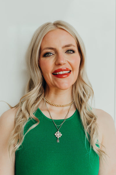 Rhinestone Silver Dangle Necklace ( Replica Sunglasses Pre-owned)