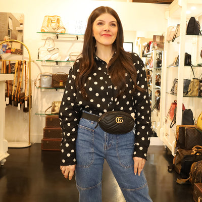 Matelasse GG Marmont Belt Bag 75 30 Black ( Replica Sunglasses Pre Loved)