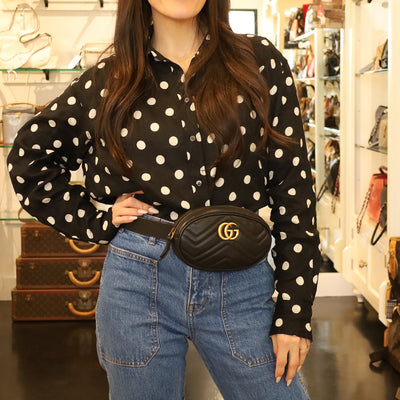 Matelasse GG Marmont Belt Bag 75 30 Black ( Replica Sunglasses Pre Loved)