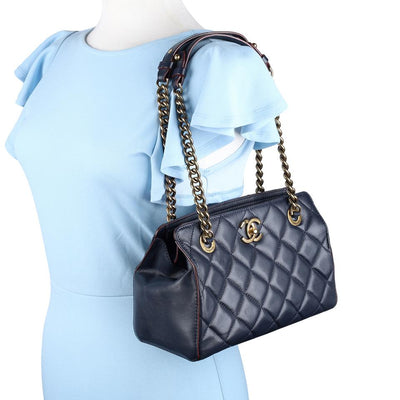 Leather Quilted Cambon Shoulder Bag