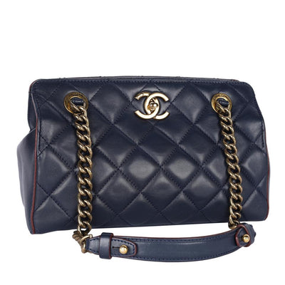 Leather Quilted Cambon Shoulder Bag