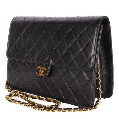 Front Flap Snap Shoulder Bag Black