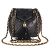 Classic Front Flap Tassel Lambskin Leather Cross Body Bag Black