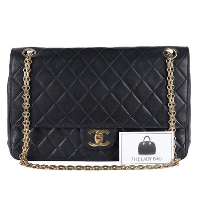 Classic 25 Double Flap Lambskin Leather Black