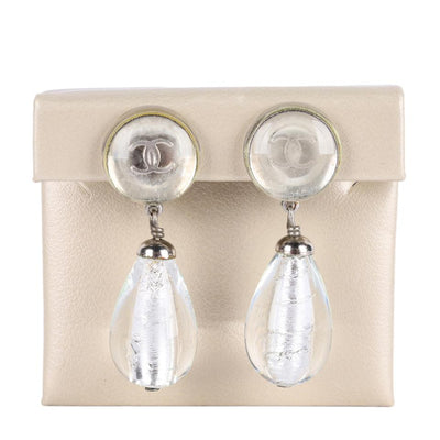 Silver Drop Clip Earrings