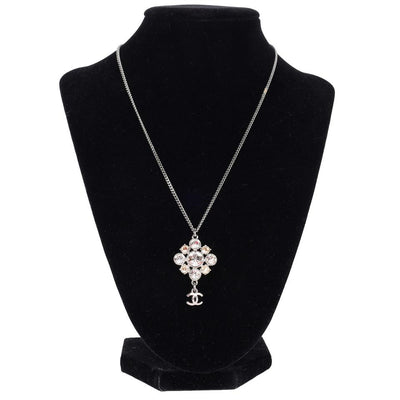 Rhinestone Silver Dangle Necklace ( Replica Sunglasses Pre-owned)