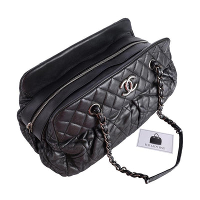 Iridescent Calfskin Chic Quilted Bowling Bag