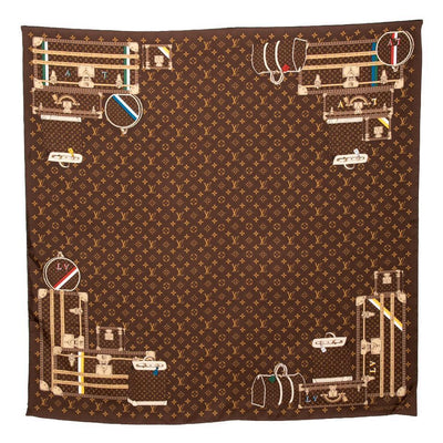 Monogram Multicolor Brown Silk Trunk Scarf Wrap
